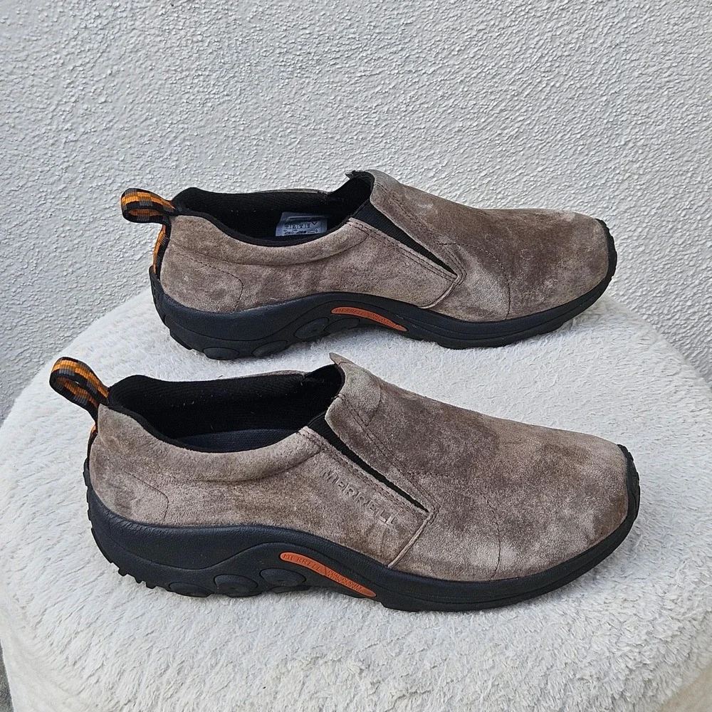 Merrell‎ Jungle Moc Mens 11 Slip On Suede Leather Shoes Taupe Brown J60787